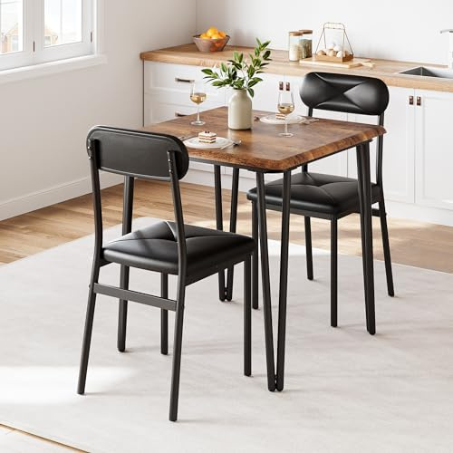 Zstar Esstisch-Set Für 2 Personen, 3-Teilige Küche Esszimmer-Set, Küchentisch Mit Gepolsterten Stühlen Für Kleine Raum Küche Wohnung, Vintage-Look