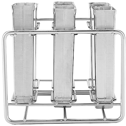 RASTKY Moldes para Helado de Acero Inoxidable, Cocina Casera, Herramienta para Hacer Hielo de 6 Cavidades con Bordes, Fácil Sellado y Diseño (Placa plana de cabeza redonda)