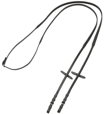 Equiva Gummizügel Schmal, rutschfeste Reitzügel mit schmalen Gummigriffen, Martingalschiebern und Lederverstärkung
