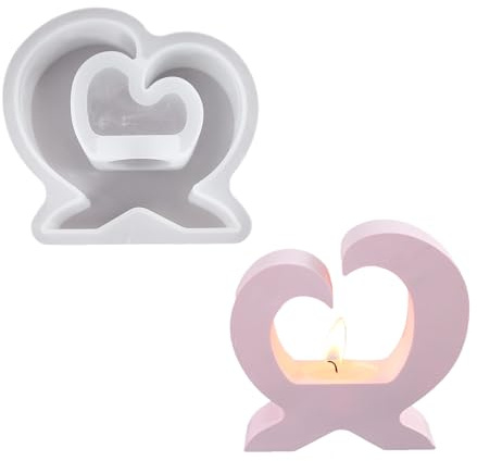Stampi in resina a forma cuore Gesso Silicone per resina epossidica, Portacandele Candela a forma cuore