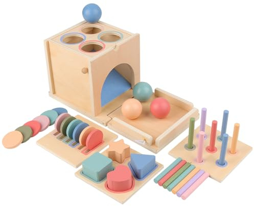 PnxdeobXL Montessori Spielzeug ab 1 Jahr, Holz Lernspielzeug für Kleinkinder 1-6 Jahre, Feinmotorik Steckspiel, Geschenk für Junge & Mädchen zum 1. Geburtstag