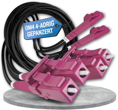 Conectra® - 20m Câble Fibre Optique Blindé 4 Brins OM4 LC/UPC ⌀4mm