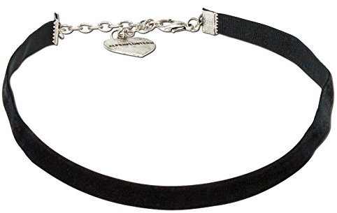 Alpenflüstern Trachten-Samt-Kropfband elastisch - Trachtenkette enganliegend, Velvet Kropfkette, Damen-Trachtenschmuck, Samtkropfband schmal schwarz DHK076