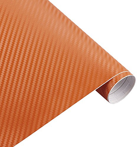 Könighaus (7,23€/m2 Orange 3D Carbon Autofolie 200 x 152 cm blasenfrei mit Anleitung
