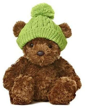 Aurora World 73884 - Wagner Bär mit grün gestrickter Mütze, 23 cm, braun