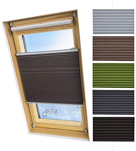 ourdeco® Universal Dachfenster Thermo-Wabenplissee/83 x 141cm braun(Breite x Höhe)/lichtundurchlässig, verdunkelnd, Thermo- und Hitzeschutz