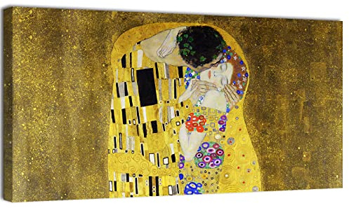 canvashop Quadri Moderni Il Bacio Di Klimt 120x60 cm Tela Canvas | Stampe Da Parete, Riproduzione, Arredo Soggiorno, Arredo Camera Da Letto