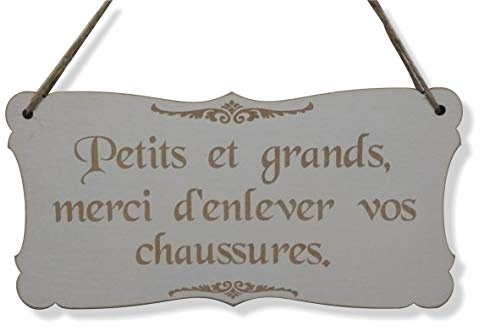 Craf'u Bienvenue Veuillez Retirer Vos Chaussures Plaque de Porte en Bois Panneau à Suspendre (Moyen 11,4 x 22,8 cm)