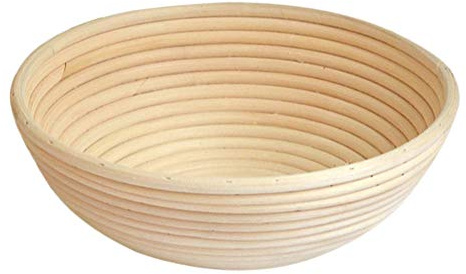 Grands corbeilles rondes 【Ø 25 cm, hauteur 8 cm】 Paniers de cuisson pour pain [fabriqués à partir de tubes en rotin naturel 100% fait main et sans processus de blanchiment]