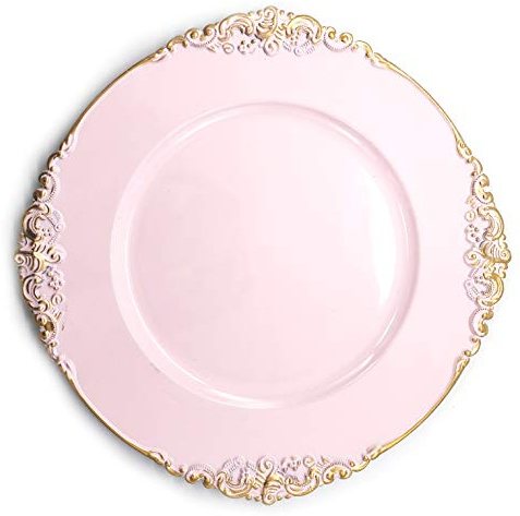 allgala Lot de 6 assiettes rondes de qualité supérieure de 33 cm, rose fleuri - HD80345