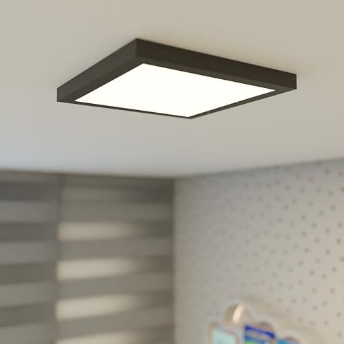Lampenlux LED Aufbauleuchte Lumina Deckenlampe Flur Warmweiß Deckenleuchte für Schlafzimmer/Wohnzimmer eckig LED-Panel Kinderzimmer IP20 (Schwarz, 400x400mm)