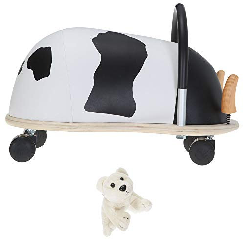 Wheelybug Rutscher 2 Teile Set Kinder Rutschauto Rutschtier Tier Jungen Mädchen Wheely Bug groß oder klein Auswahl + Eisbär Figur (Kuh Groß 3+ mit Eisbär)