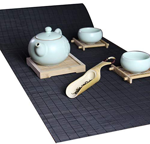 Camino De Mesa De Bambú Negro, Tapete De Mesa De Té Antideslizante De Estilo Japonés, Tapete De Aislamiento Térmico para Mesa De Comedor, Límpielo(Size:40×120cm)