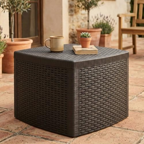 Dmora - CouchAußentisch Faenza, Mehrzweck-Aufbewahrungstisch, niedriges Regal mit Rattan-Effekt, 100 % Made in Italy, 53 x 53 x 40 cm, Anthrazit