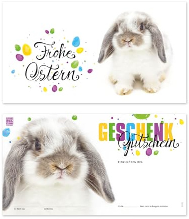 GESCHENKGUTSCHEINcom by POS-HAUER. 50 Gutscheine. Blanko zum Selberausfüllen. Für Ostern Osterfest Ostergutschein. Vordruck für Firmen.
