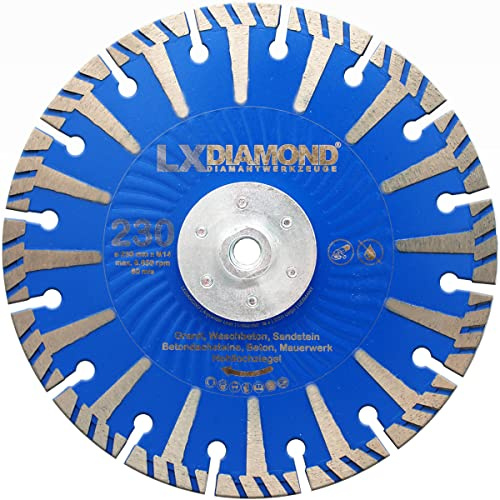 LXDIAMOND Diamant-Trennscheibe 230mm mit M14 Alu Flansch für Winkelschleifer - Diamantscheibe zum Bündig schneiden von Granit, Naturstein, Beton - 230 mm Steinscheibe in Premium Qualität
