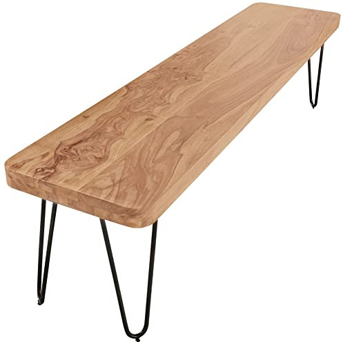 möbelando Esszimmer Sitzbank BAGLI Massiv-Holz Akazie 120 x 45 x 40 cm Holz-Bank Natur-Produkt Küchenbank im Landhaus-Stil