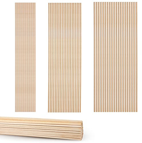AIEX 150 piezas 30,5cm Varillas de Madera Manualidades, Palillos de Madera Natural Tiras de Madera Sin Terminar Tacos de Madera Palos de Madera para Manualidades, 3 Tamaños 2,3,4 mm