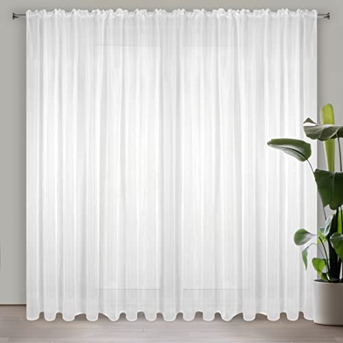 Eurofirany LUCY Tenda in Voile, Tenda Trasparenti con Fettuccia Arricciatenda - 1 Unità, Per Camera da Letto, Soggiorno, Cucina, Interni, 200x270 cm, Bianco