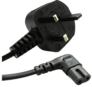 Power Cable UK 3 Pin Plug to Right Angled 90 Degree IEC C7 Figure 8 Cord, 2M Power Lead for Samsung Philips Toshiba LG Sony Sharp Panasonic LED Flat TV Printer Sky box, Sky Plus+ HD Box