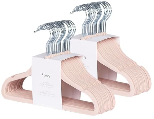 3 groddar babyhängare i sammet – halkfria hängare för spädbarn och småbarnskläder – smal platsbesparande design med nordiska färger för barnkammare – 30-pack – rosa
