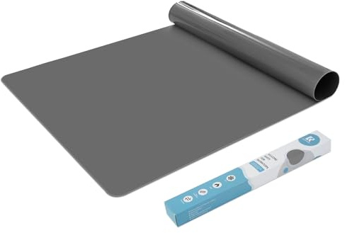 KitchenRaku Extra Large Silicone Mat for Kitchen Worktop Protector, Nonstick Heat Resistant Countertop Mat, Nonskid Placemat, Craft Mat, Table Mat (Grey, 60X40cm)