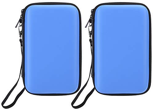 2pcs Sac de Rangement Portable pour Console de Jeu 3ds XL, Emballage Rigide de Protection EVA pour Console de Jeu Portable, avec 8 Emplacements pour Cartes de Jeu, Antichoc, Offre de Multiples (Bleu)
