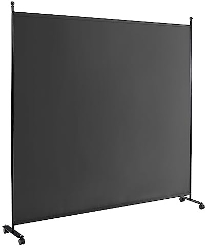 GIANTEX Paravent Raumteiler innen auf Rollen Trennwand Sichtschutz 1 teilig 184x184 cm Raumtrenner klappbar Spanische Wand freistehend mit Breiten Füßen Stellwand aus Stoff Privatschutz