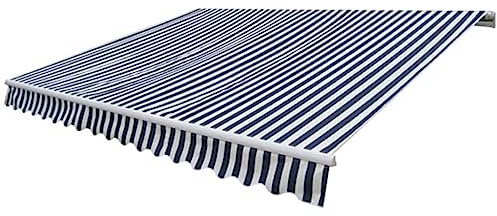FIRBNUS Tenda da Sole Pieghevole Motorizzata 400 cm Blu/Bianca Tenda da Sole per Esterno Motorizzata Tenda da Sole per Balcone Tenda Sole Tendone Balcone Tenda da Giardino Tende Pieghevoli