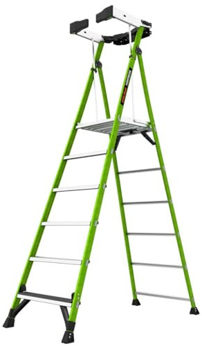 Little Giant Ladders 6 Tread Fortress GRP Fibreglass Platform Step Ladder, Platform Height 1.68m, Closed Height 3.11m