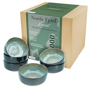 CreaTable, 21559, Serie Nordic Fjord, 6-teiliges Geschirrset für 6 Personen, Müslischalen Set aus Steinzeug, spülmaschinen- und mikrowellengeeignet, Qualitätsproduktion