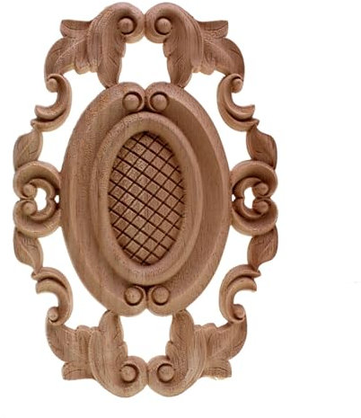 ZAANHA Holzgeschnitzte Applikation, ovaler Holzformaufkleber, Bastelaufnäher for Möbel, Schrank, Bett, Kleiderschrank, Decke, Kommode, Schrank, Heimdekoration