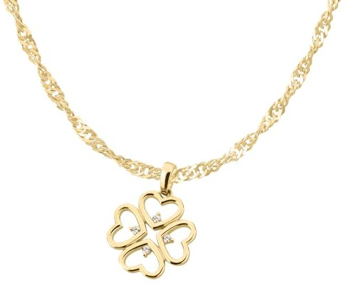 Ardeo Aurum Damen Schmuck-Set aus 333 Gold Gelbgold Kleeblatt Anhänger Singapurkette Länge 60 cm