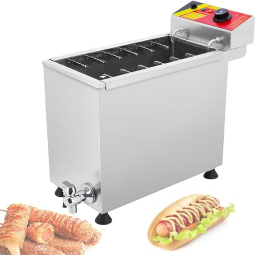 RayGenius Corn Dog Fryer Machine 11L Cheese Hot Dog Stick Maker Fryer Electric Hot Dog Frying Oven Corn Dog Fryer Machine