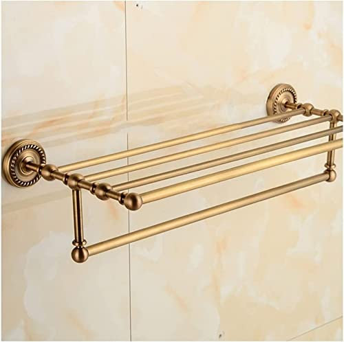 Bathroom Rack Towel Rail Rack Solid Brass Bathroom Towel Rack, Antique Brass Towel Holder, 50cm Corner Bath Towel Shelf Accessories for Kitchen Bathroom Decor (60cm)