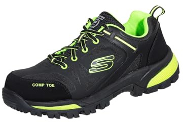 Skechers Bottes Gatlon Strigax Construction pour homme, Cuir synthétique noir citron, 43 EU