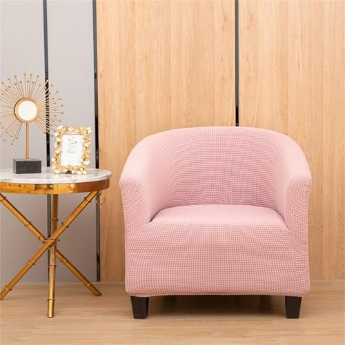 Hearda Jacquard Clubsessel Bezug, Sesselbezug Cocktailsessel Bezug Weich Stretch Sesselhusse 1 Teilig Universal Modern Sesselüberwurf für Esszimmer Wohnzimmer Café Büro (Rosa)