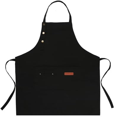 Xthrotsenk Kochschürze für Herren Damen Wasserdicht Kochschürze mit 2 Große Tasche Verstellbare Grillschürze Segeltuchschürze für Küche Restaurant Backen Malen Garten (Schwarz)