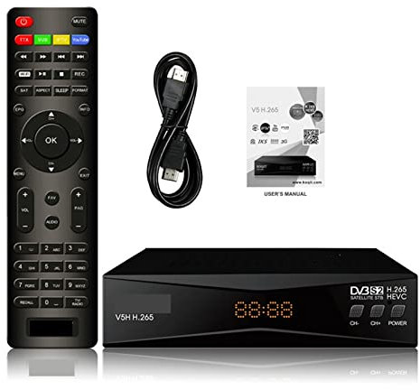 Buscador de satélites DVBS2 H265 Receptor de satélite Dvb-s2 Internet Pantalla en vivo DVB2IP HEVC Decodificador de satélite HD T2MI Receptor Sat Finder Biss/VU Rendimiento estable(V5H Only)