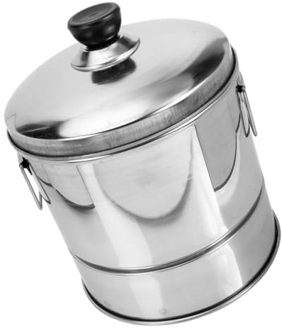 Cabilock Vaporiera in Acciaio Inossidabile per Riso Superficie Liscia e Coperchio Manico, Secchio Argento per Cucina e Riscaldamento Multiuso