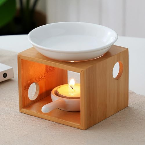 Bruciatore in legno per oli essenziali, diffusore per aromaterapia, scaldabagno con portacandele, per vacanze, casa, compleanno, matrimonio, San Valentino