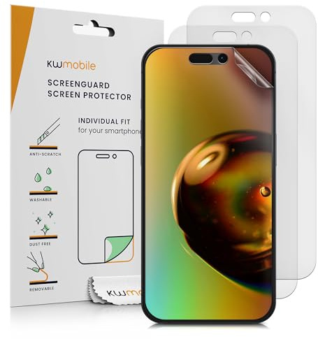kwmobile Set of 3 Screen Protectors Compatible with Apple iPhone 15 - Anti-Glare Anti-Fingerprint Display Films - Matte