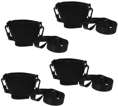 Levemolo 4sets Insulated Wine Glass Holders Black Hand Straps Adjustable Lanyards for Glasses Bottle Sleeves Drink Lanyard