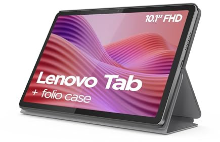 Lenovo Tab Android Tablet | 10.1 inch Full HD Display | MediaTek Helio G85 | 64GB | Wi-Fi 6 | 4GB RAM | Luna Grey + Clear Case