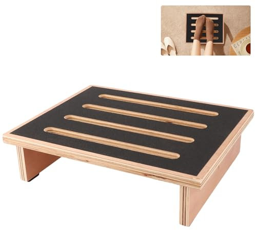 YAYODS Tritthocker Holz - 40x32x10,5cm Fußbank Holz - Trittstufe bis 200 kg Belastbar - Tritthocker Erwachsene mit Rutschfester Gummiauflage - Step Stool - Holztritt Natürlich für Drinnen, Draußen