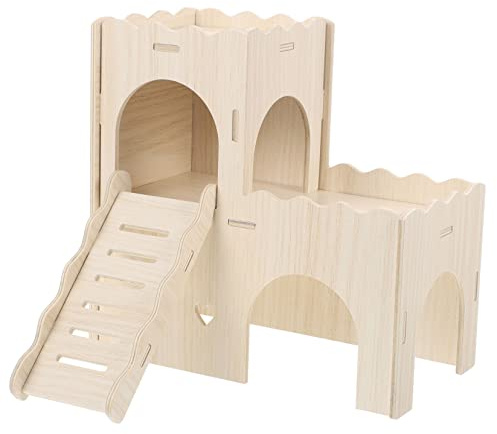 VILLFUL Maison pour Hamster Habitat pour Souris Cachette Bois pour Hamster Maison Échelle pour Souris Habitat pour Cochons