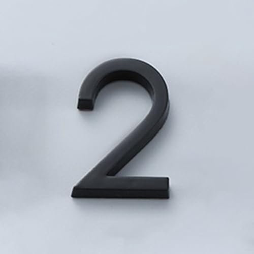 HpLive Número de casa negro, autoadhesivo 3D número de puerta – Número de habitación de plástico para exterior hotel, oficina, apartamento (2)