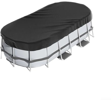 Eawfgtuw Outdoor Rectangular Pool Cover, 210D Oxford Cloth Swimming Pool Cover, Waterproof Insulation for Above Ground Rectangular Pools, Black(7 * 10ft)
