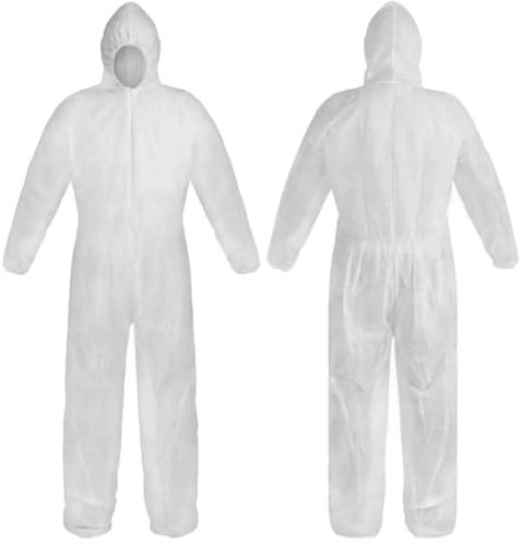 Painting Suit Disposable Work Overall with Hood, Chemical Protection Hazmat Type 5/6, Coverall, Industrial Workwear Spraying, Reusable Boiler Garage Site White For Men Full Body (LARGE)
