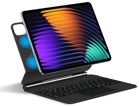 FAYGAOAI Funda con Teclado para Xiaomi Mi Pad 7/7 Pro 11.2 2024, Contiene Ñ, Soporte Magnético Flotante, Teclado Retroiluminado a Color, Trackpad Multitáctil,Negro